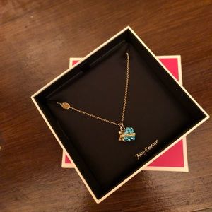 Juicy couture blue crystal heart pendant necklace